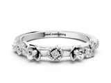 White gold Floral Diamond Band with Round and Marquise Stones, White Gold, Prong Setting_12