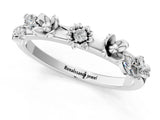 White gold Floral Diamond Band with Round and Marquise Stones, White Gold, Prong Setting_13