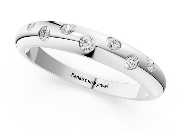 Platinum Round Diamond Flush-Set Comfort Fit Band
