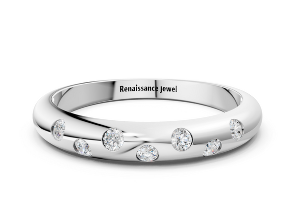 White gold Round Diamond Flush-Set Comfort Fit Band