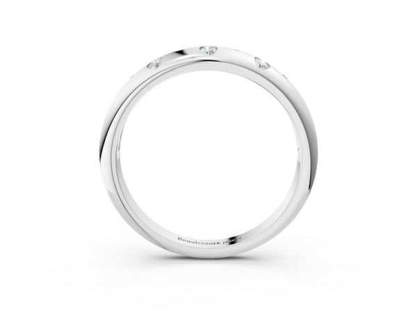 Silver Round Diamond Flush-Set Comfort Fit Band