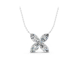 White gold Four-Prong Marquise Diamond Flower Pendant_27