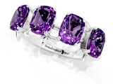 White gold Four-Stone Elongated Cushion Amethyst Band with Nature-Inspired Prong Setting_7
