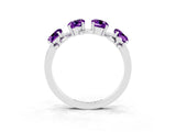 White gold Four-Stone Elongated Cushion Amethyst Band with Nature-Inspired Prong Setting_9