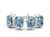 White gold Four-Stone Elongated Cushion Aquamarine Band with Nature-Inspired Prong Setting_6