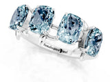 White gold Four-Stone Elongated Cushion Aquamarine Band with Nature-Inspired Prong Setting_7