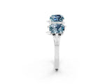 White gold Four-Stone Elongated Cushion Aquamarine Band with Nature-Inspired Prong Setting_8