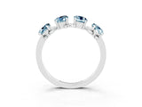 White gold Four-Stone Elongated Cushion Aquamarine Band with Nature-Inspired Prong Setting_9