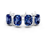 White gold Four-Stone Elongated Cushion Blue Sapphire Band with Nature-Inspired Prong Setting_6