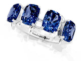 White gold Four-Stone Elongated Cushion Blue Sapphire Band with Nature-Inspired Prong Setting_7