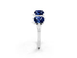 White gold Four-Stone Elongated Cushion Blue Sapphire Band with Nature-Inspired Prong Setting_8