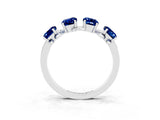 White gold Four-Stone Elongated Cushion Blue Sapphire Band with Nature-Inspired Prong Setting_9