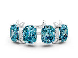White gold Four-Stone Elongated Cushion Blue Topaz Band with Nature-Inspired Prong Setting_6