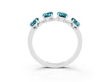 White gold Four-Stone Elongated Cushion Blue Topaz Band with Nature-Inspired Prong Setting_9