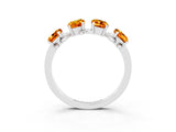 White gold Four-Stone Elongated Cushion Citrine Band with Nature-Inspired Prong Setting_9