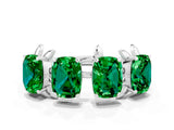 White gold Four-Stone Elongated Cushion Emerald Band with Nature-Inspired Prong Setting_6