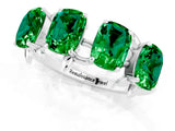 White gold Four-Stone Elongated Cushion Emerald Band with Nature-Inspired Prong Setting_7