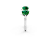 White gold Four-Stone Elongated Cushion Emerald Band with Nature-Inspired Prong Setting_8