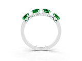 White gold Four-Stone Elongated Cushion Emerald Band with Nature-Inspired Prong Setting_9