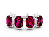White gold Four-Stone Elongated Cushion Garnet Band with Nature-Inspired Prong Setting_6