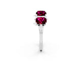 White gold Four-Stone Elongated Cushion Garnet Band with Nature-Inspired Prong Setting_8