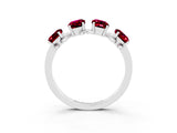 White gold Four-Stone Elongated Cushion Garnet Band with Nature-Inspired Prong Setting_9