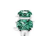 White gold Four-Stone Elongated Cushion Green Sapphire Band with Nature-Inspired Prong Setting_11