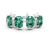 White gold Four-Stone Elongated Cushion Green Sapphire Band with Nature-Inspired Prong Setting_6