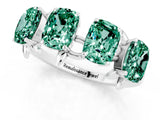 White gold Four-Stone Elongated Cushion Green Sapphire Band with Nature-Inspired Prong Setting_7