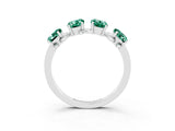 White gold Four-Stone Elongated Cushion Green Sapphire Band with Nature-Inspired Prong Setting_9