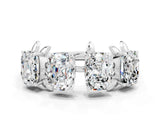 White gold Four-Stone Elongated Cushion Moissanite Band with Nature-Inspired Prong Setting_6