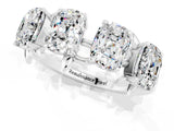 White gold Four-Stone Elongated Cushion Moissanite Band with Nature-Inspired Prong Setting_7