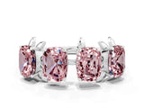 White gold Four-Stone Elongated Cushion Morganite Band with Nature-Inspired Prong Setting_6