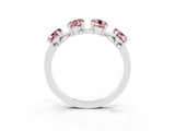 White gold Four-Stone Elongated Cushion Morganite Band with Nature-Inspired Prong Setting_9