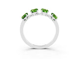 White gold Four-Stone Elongated Cushion Peridot Band with Nature-Inspired Prong Setting_9
