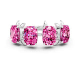 White gold Four-Stone Elongated Cushion Pink Sapphire Band with Nature-Inspired Prong Setting_6