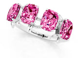 White gold Four-Stone Elongated Cushion Pink Sapphire Band with Nature-Inspired Prong Setting_7