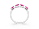 White gold Four-Stone Elongated Cushion Pink Sapphire Band with Nature-Inspired Prong Setting_9