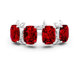 White gold Four-Stone Elongated Cushion Ruby Band with Nature-Inspired Prong Setting_6