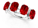 White gold Four-Stone Elongated Cushion Ruby Band with Nature-Inspired Prong Setting_7
