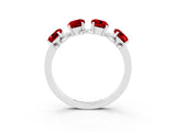 White gold Four-Stone Elongated Cushion Ruby Band with Nature-Inspired Prong Setting_9