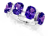 White gold Four-Stone Elongated Cushion Tanzanite Band with Nature-Inspired Prong Setting_7