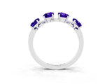 White gold Four-Stone Elongated Cushion Tanzanite Band with Nature-Inspired Prong Setting_9
