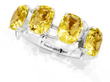 White gold Four-Stone Elongated Cushion Yellow Sapphire Band with Nature-Inspired Prong Setting_7