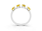 White gold Four-Stone Elongated Cushion Yellow Sapphire Band with Nature-Inspired Prong Setting_9