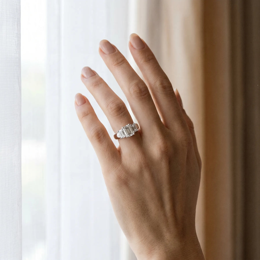 White gold Four-Stone Radiant Cut Diamond Ring with Prong Setting