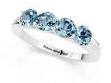 White gold Four-Stone Round Aquamarine Prong-Set Band_19