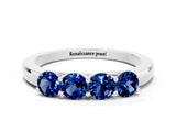 White gold Four-Stone Round Blue Sapphire Prong-Set Band_18