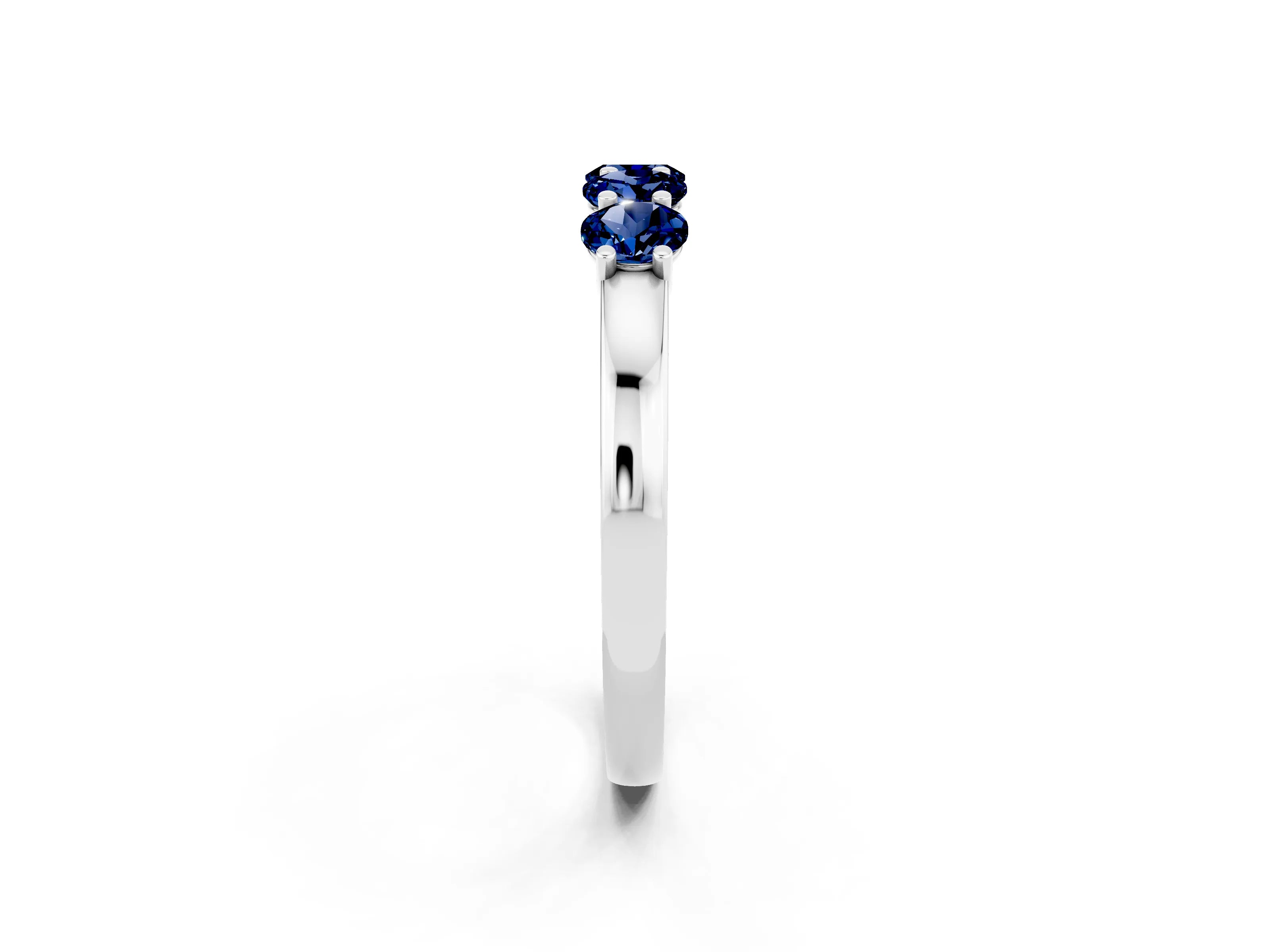 White gold Four-Stone Round Blue Sapphire Prong-Set Band_20