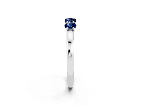 White gold Four-Stone Round Blue Sapphire Prong-Set Band_20